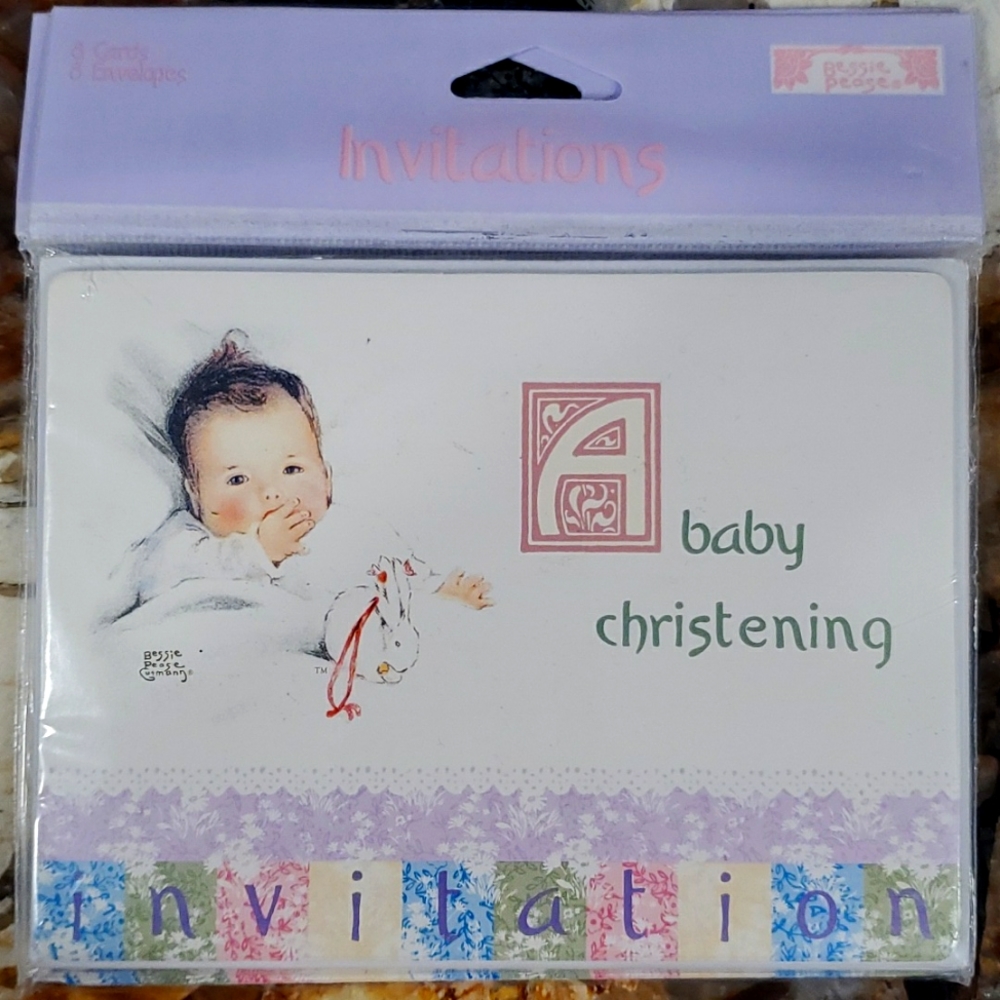 Baby Christening Invitations Set of 8 Cards and Envelopes